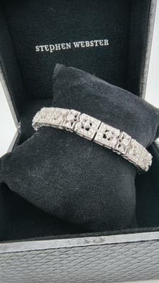 Gold-Diamond Bracelet 99 Diamonds 2.97 Carat T.W. 14K White Gold 31. (GJE003755)