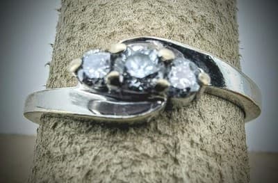 Lady's Diamond Cluster Ring 3 Diamonds .75 Carat T.W. 14K White Gold (GJE003767)