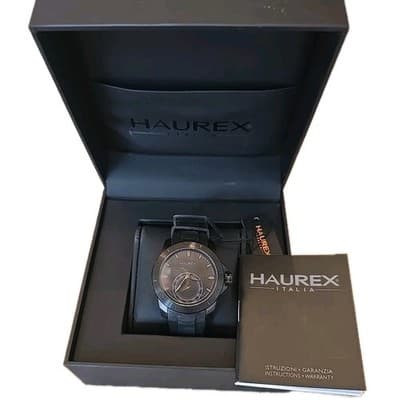 new HAUREX ITALIA ITALY ACROS 3N503UNN BLACK IP DESIGNER QUARTZ MENS WRISTWATCH