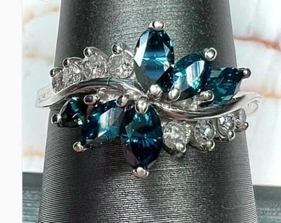 Lady's Diamond Cluster Ring 14 Diamonds 2.08 Carat T.W. 14K White Gold 4.3g