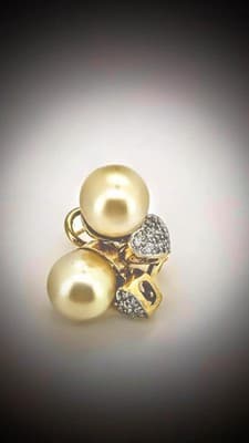 Pearl Gold-Diamond & Stone Earrings 6 Diamonds .18 Carat T.W. 14K Ye (GJE003757)