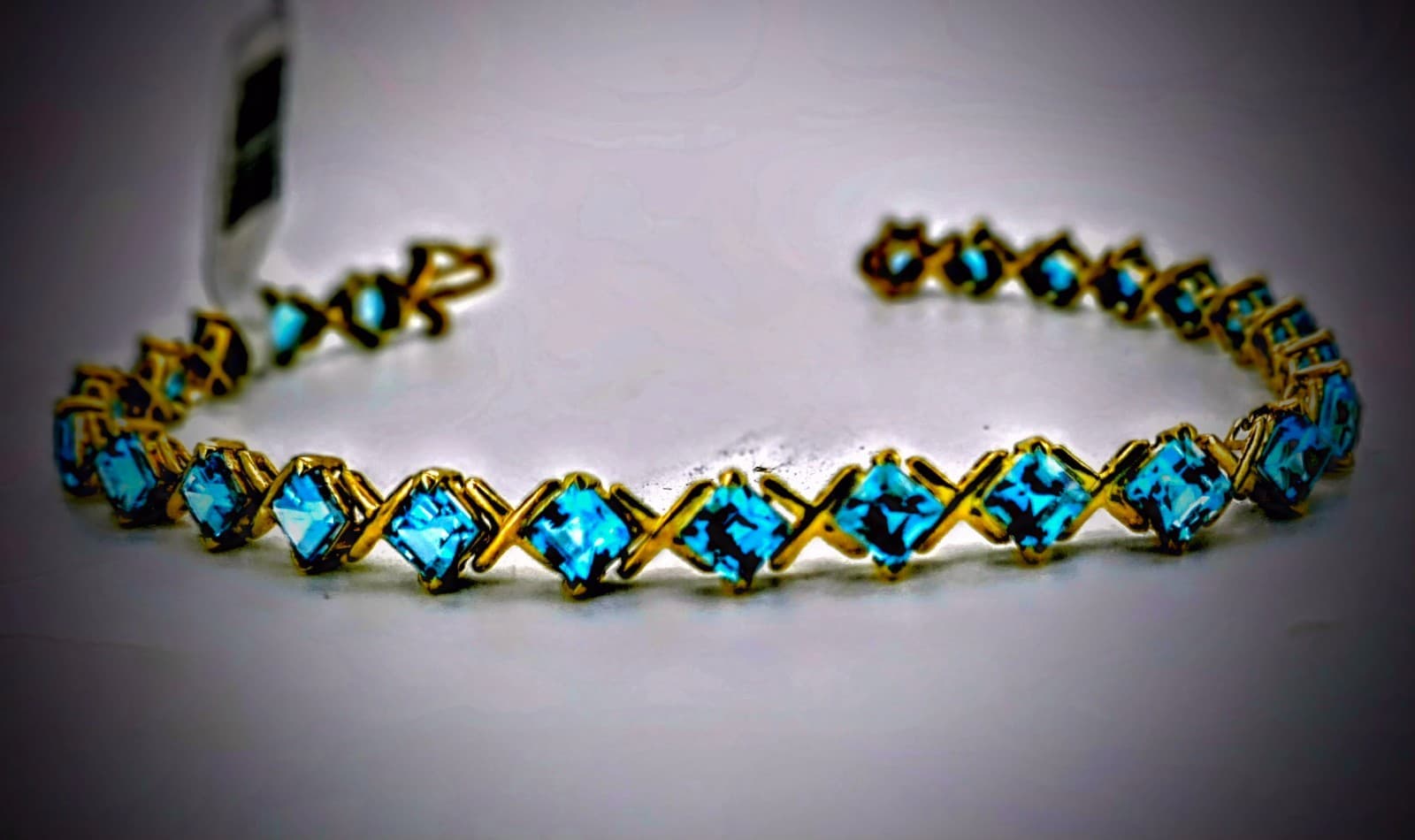 Blue Topaz Gold-Stone Bracelet 10K Yellow Gold 7.85g (GJE003538)
