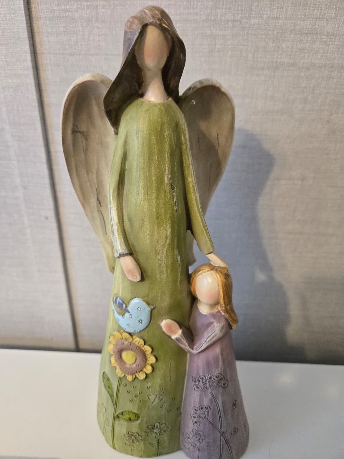 Willow Tree Style Angel Figurine with Child