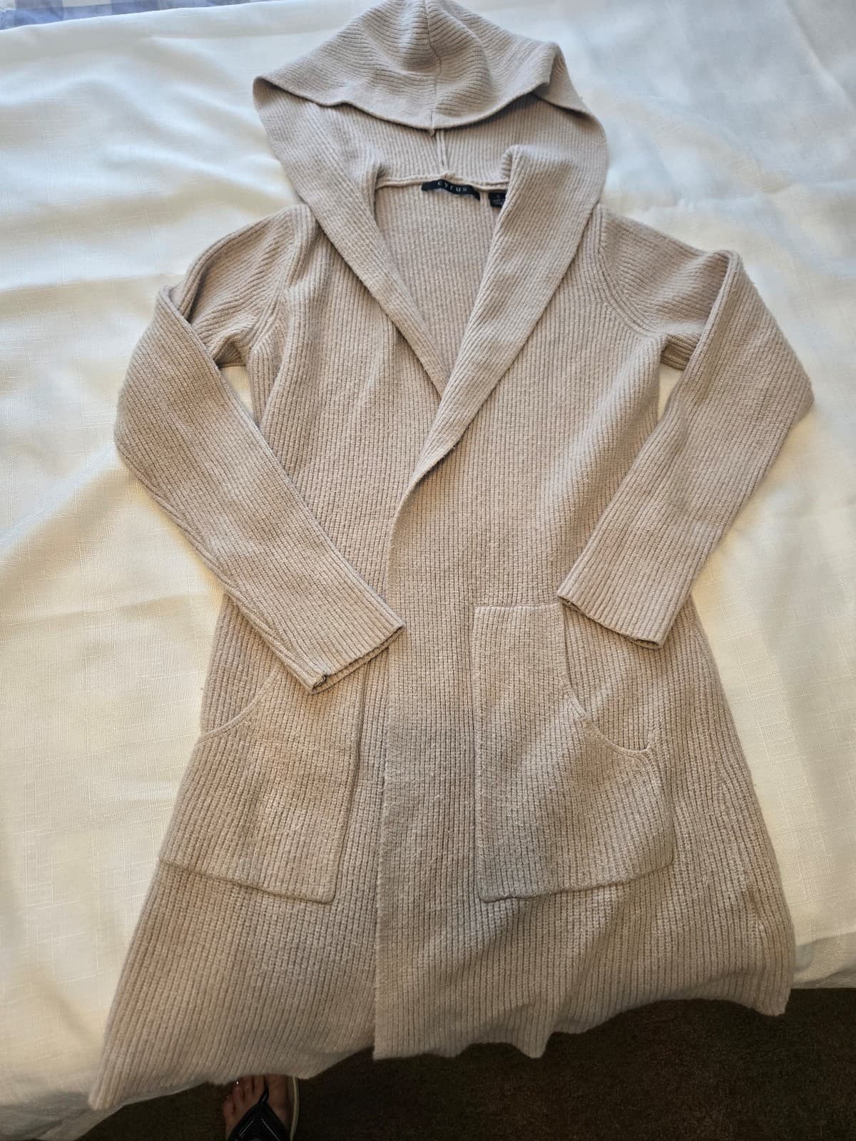 Cyrus Beige Hooded Cardigan Sweater Size S Item #1011