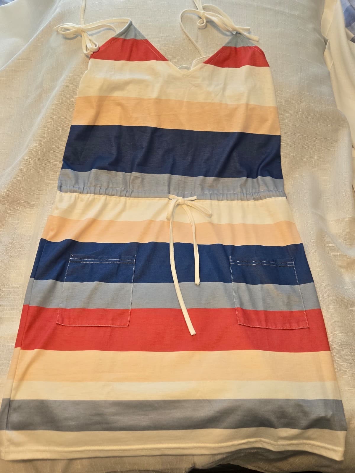 Striped Sleeveless Casual Dress Size M, Item #1008