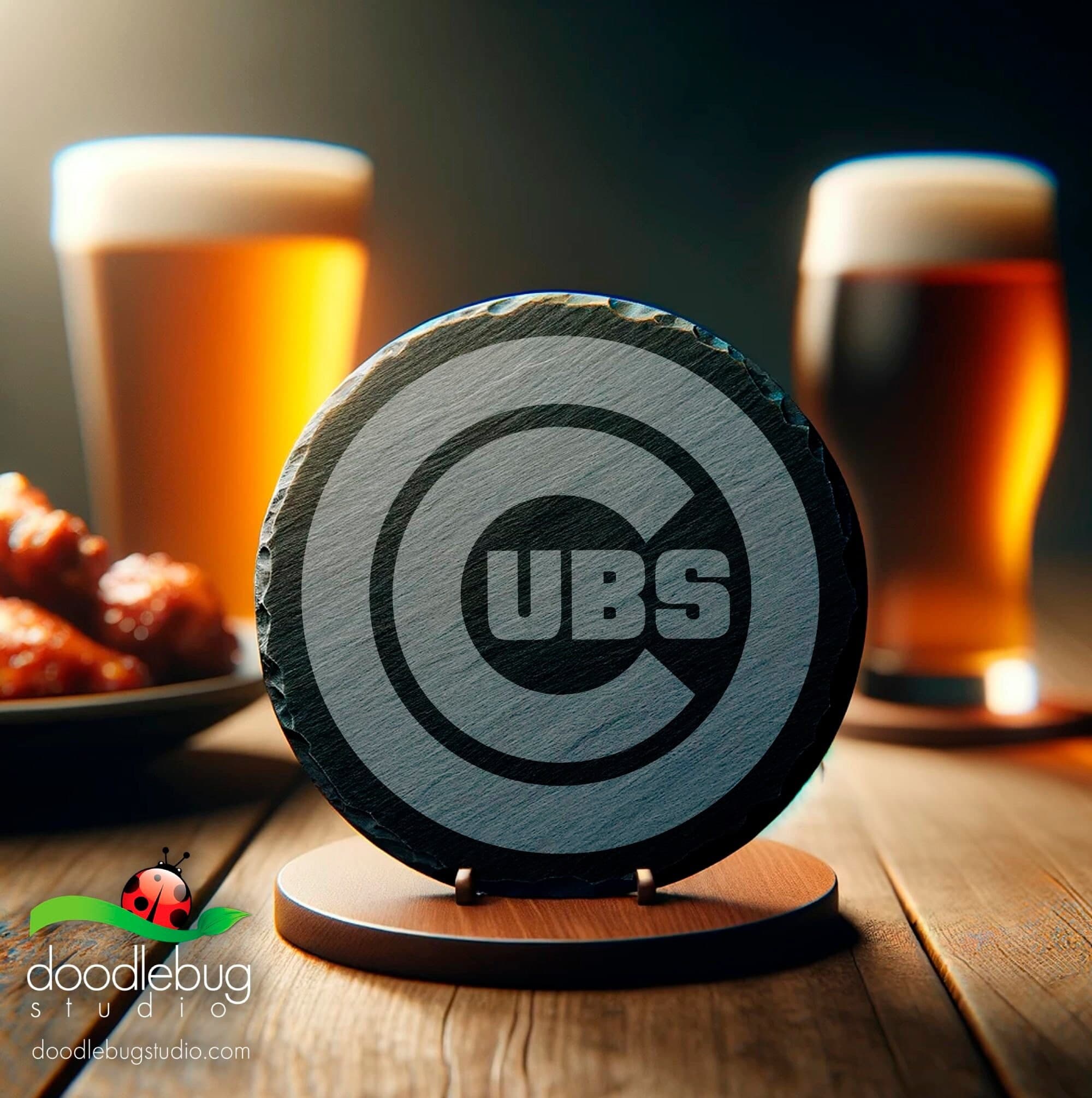 Chicago Baseball Team Coaster, Baseball Sports Drinkware, Round Coaster, Game Day Decor, Fan Gift, Men's Gift, Man Cave, Christmas