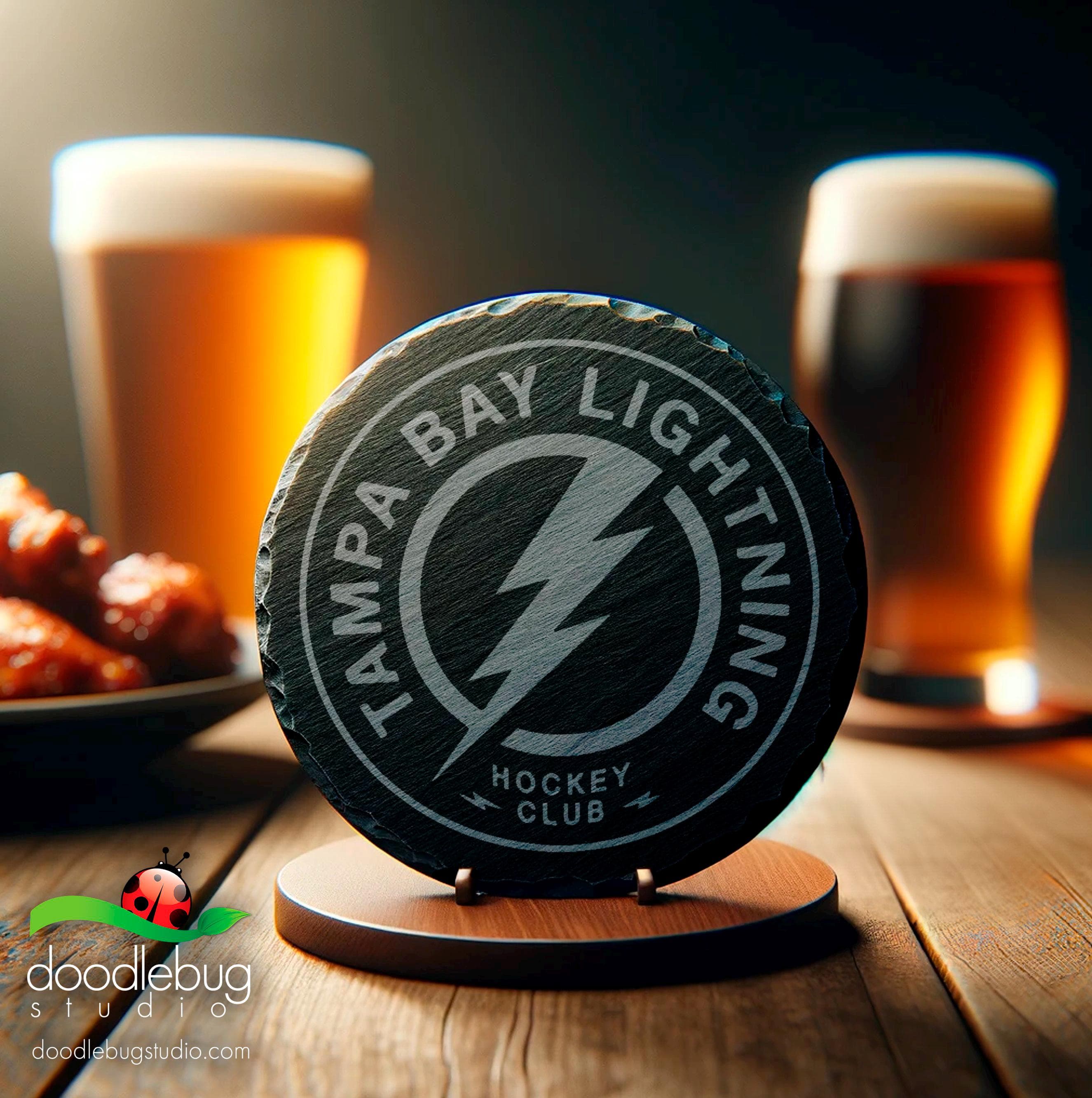 Tampa Bay Lightning Coaster, Hockey Fan Gift, Bar Decor