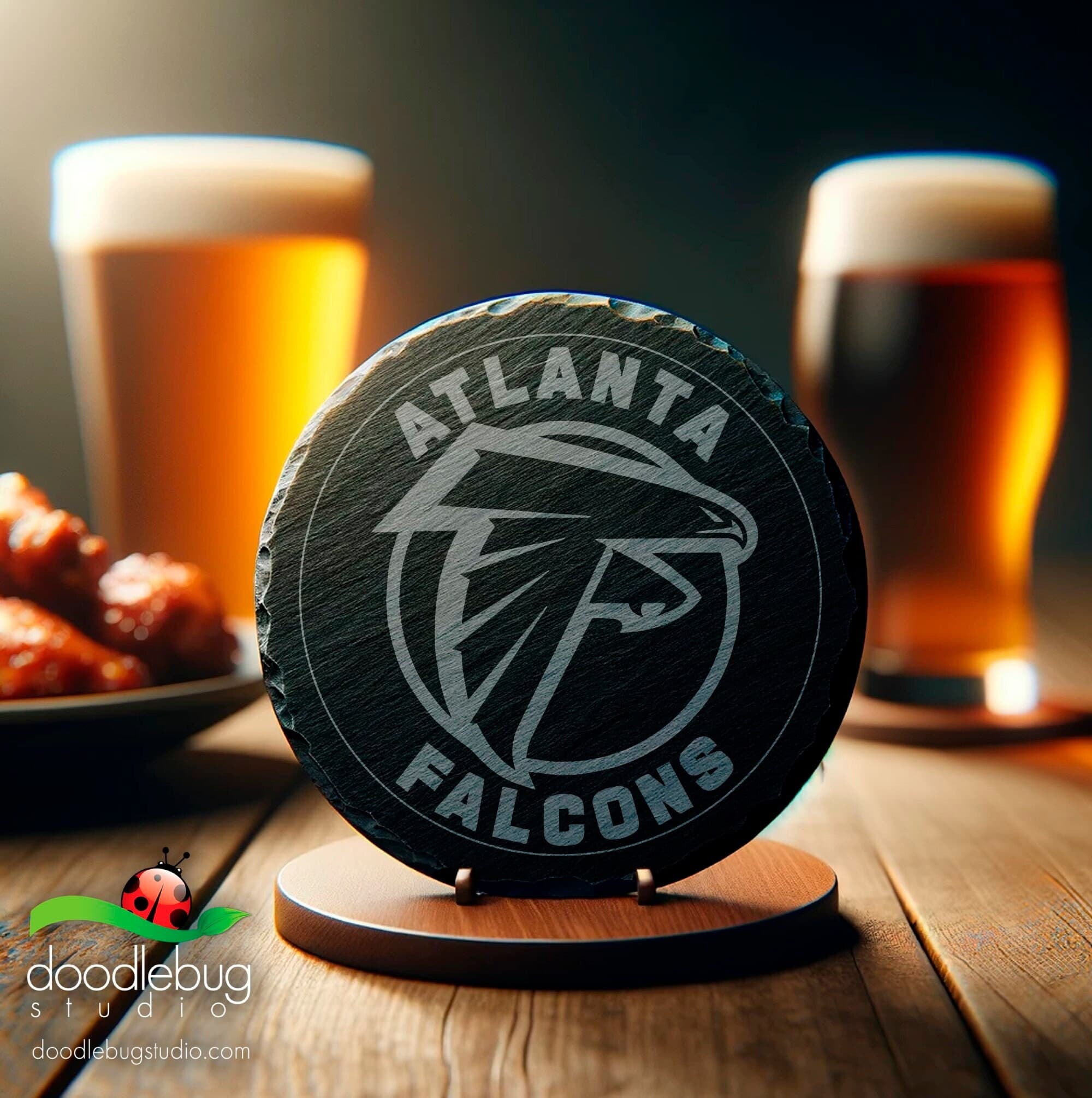 Atlanta Football Coaster Set, Football Team Logo Drinkware, Man Cave Decor, Sports Bar Tableware, NFL Fan Gift Idea, Housewarming Present