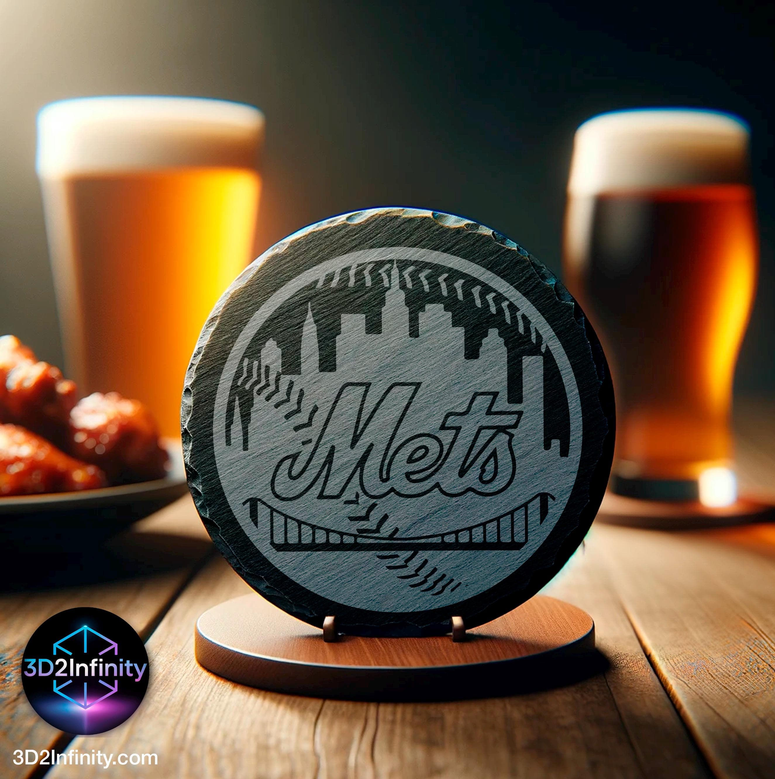 New York M3ts Slate Coaster, Baseball Fan Gift