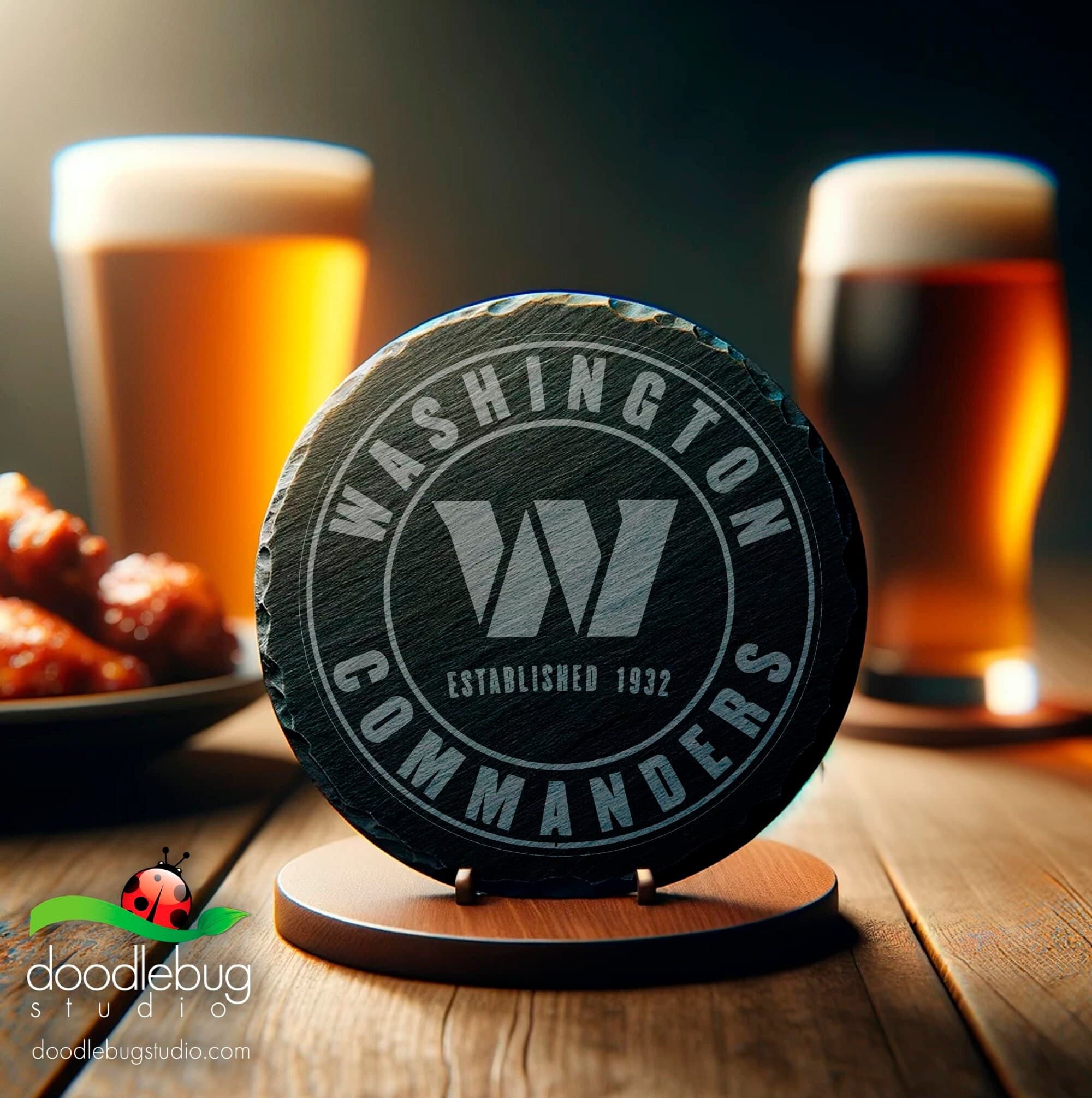 Washington Commanders Slate Coaster, Vintage Football Fan Gift, Set of 4