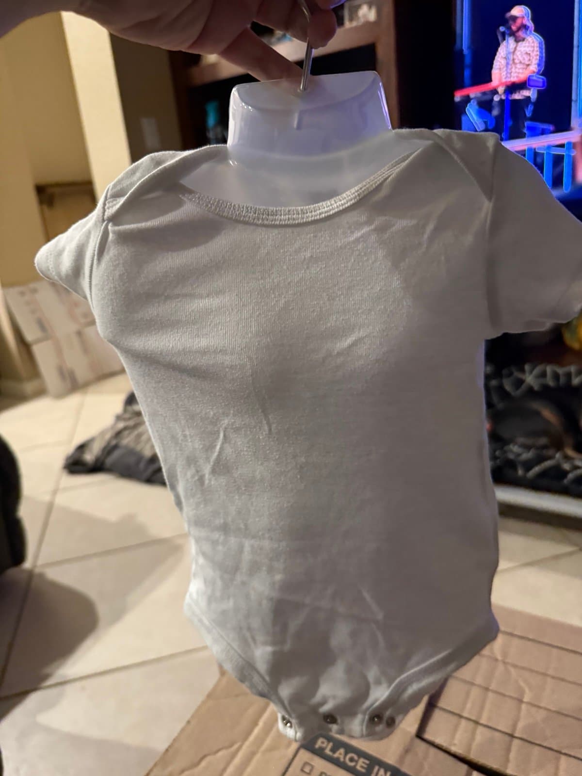 Just One You made by Carter's white short sleeve baby onesie 12M