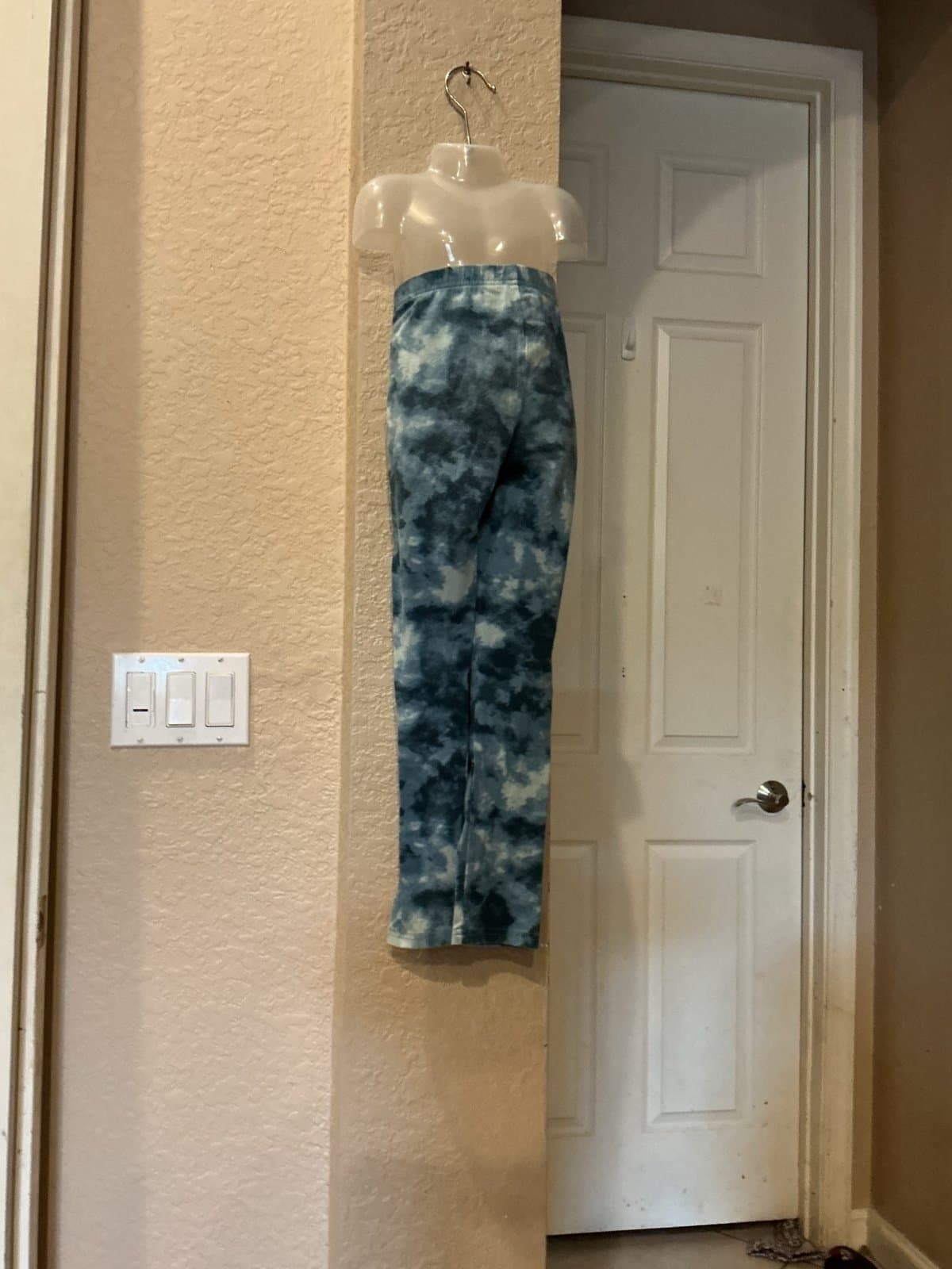Girls Blue Tie Dye Leggings M (8)