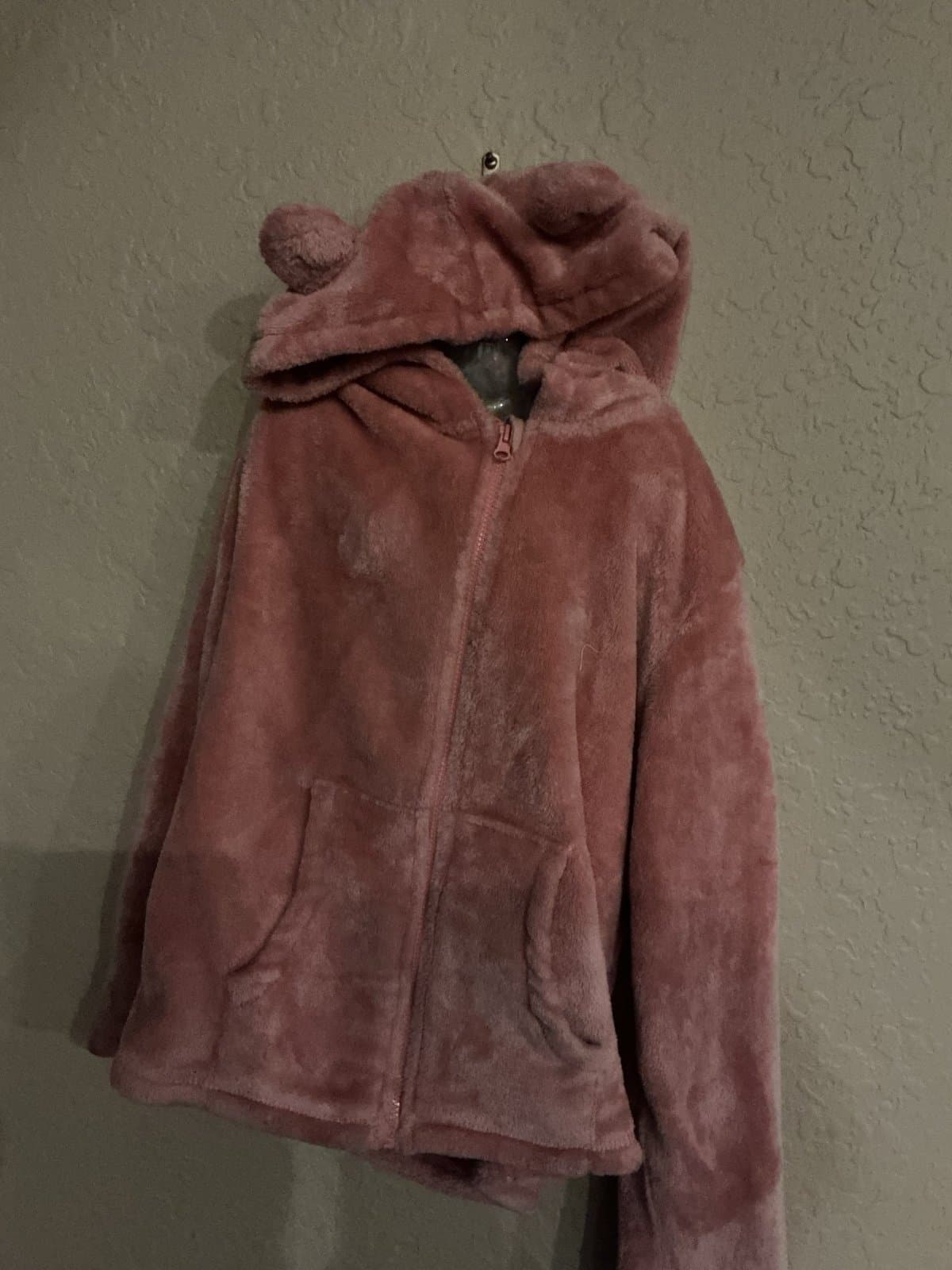 Lilly & Dan Pink Fluffy Bear Hoodie M