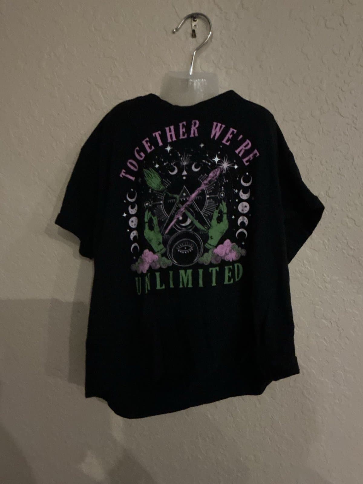 Messy Bun Just Chillin' Witchy Celestial T-shirt Together We're Unlimited Size 1
