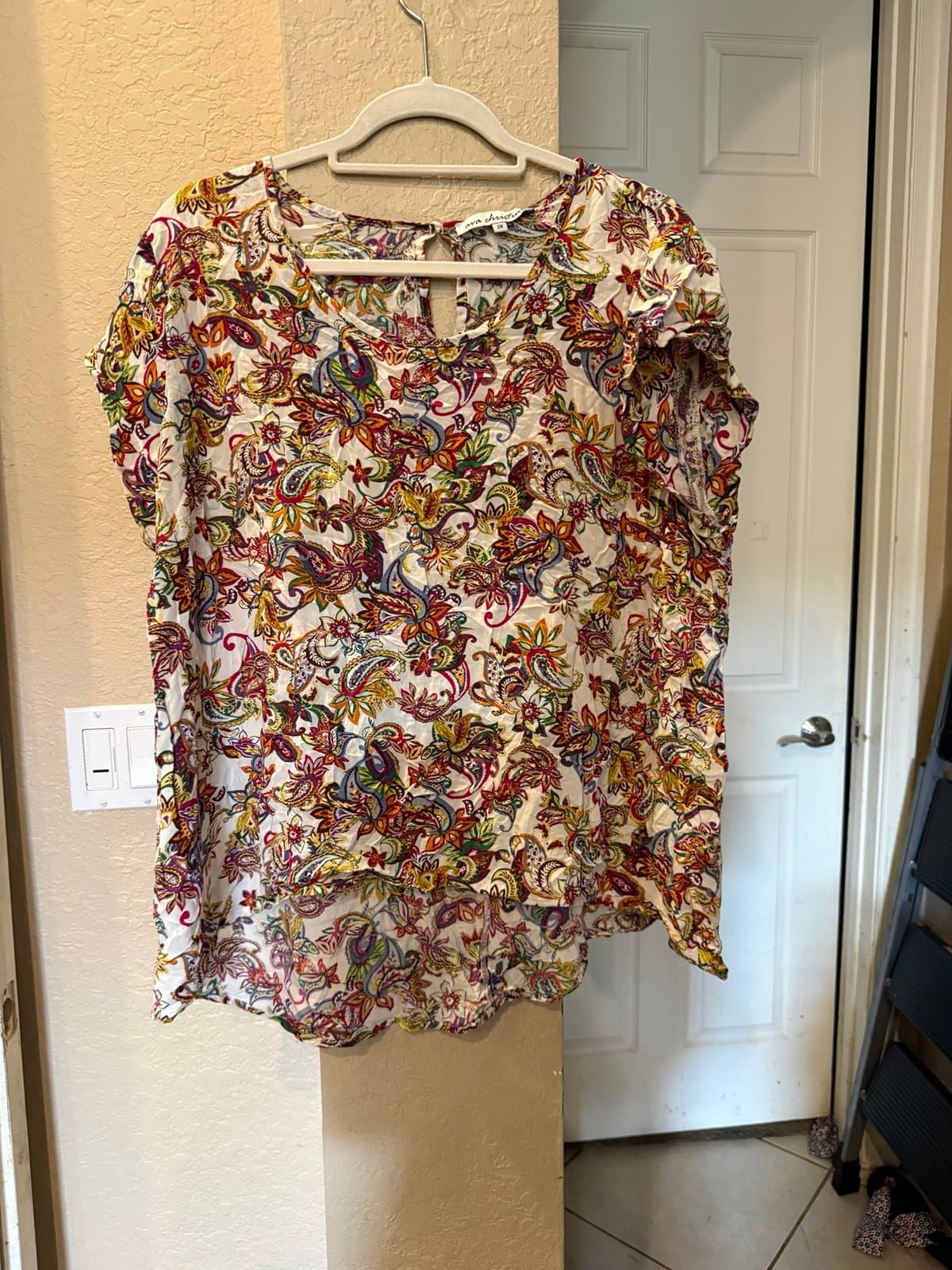 Ava Christine Colorful Paisley Blouse 2X