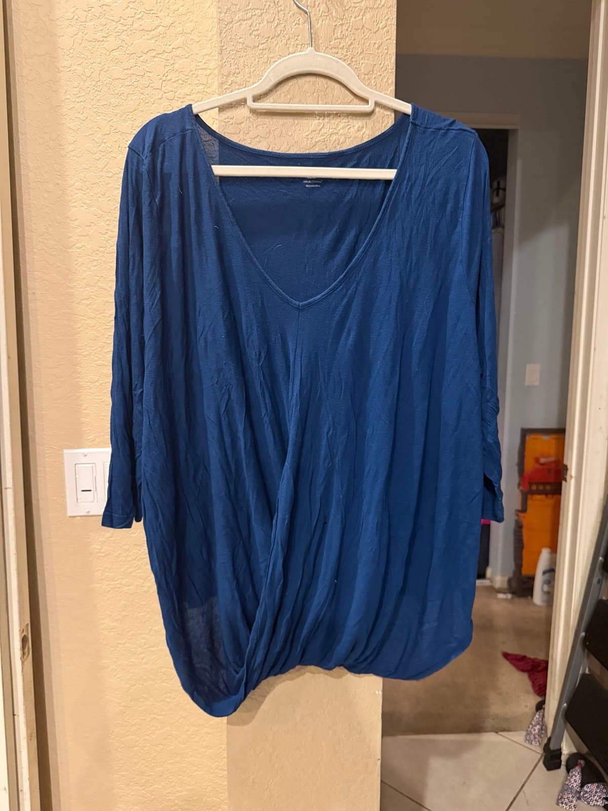 Lane Bryant Blue Draped V-Neck Top Size 26/28