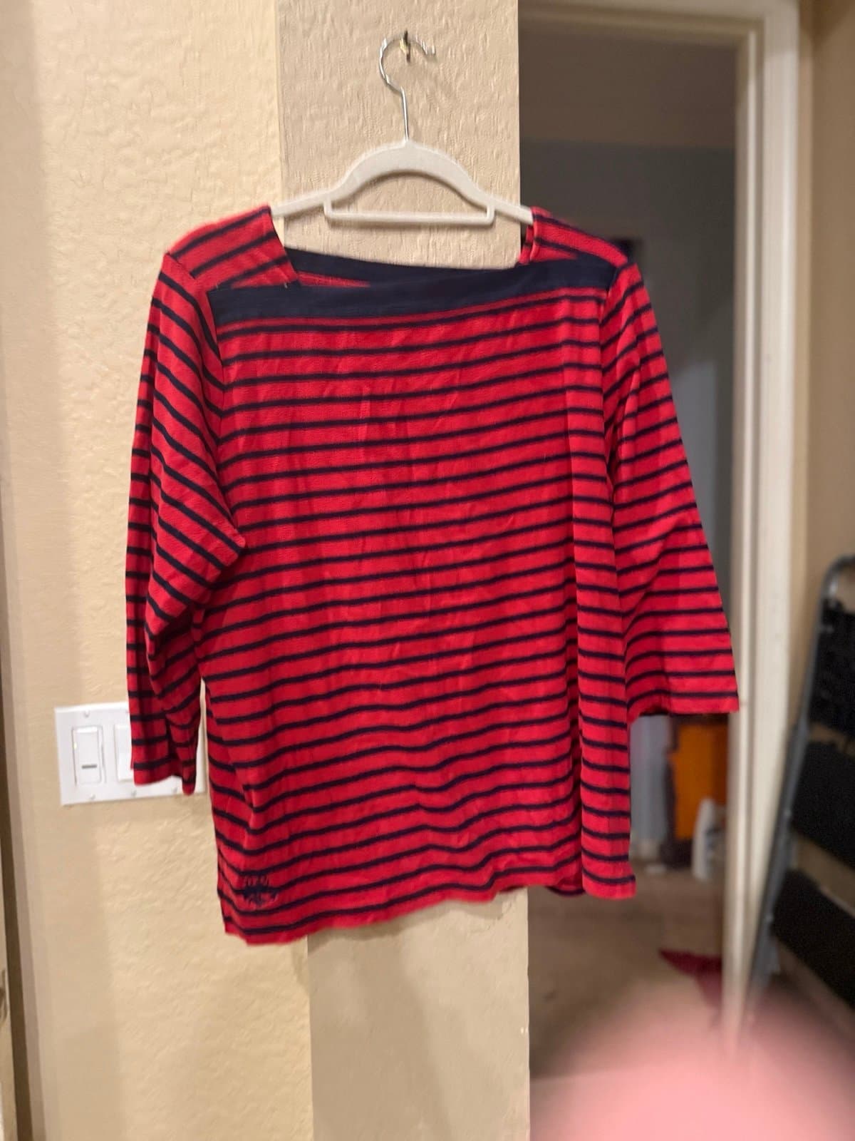 Lauren Ralph Lauren Red Navy Striped Top 2X