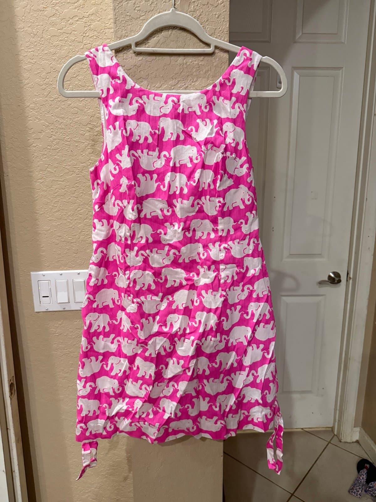 Lilly Pulitzer Pink White Elephant Print Dress Size 8
