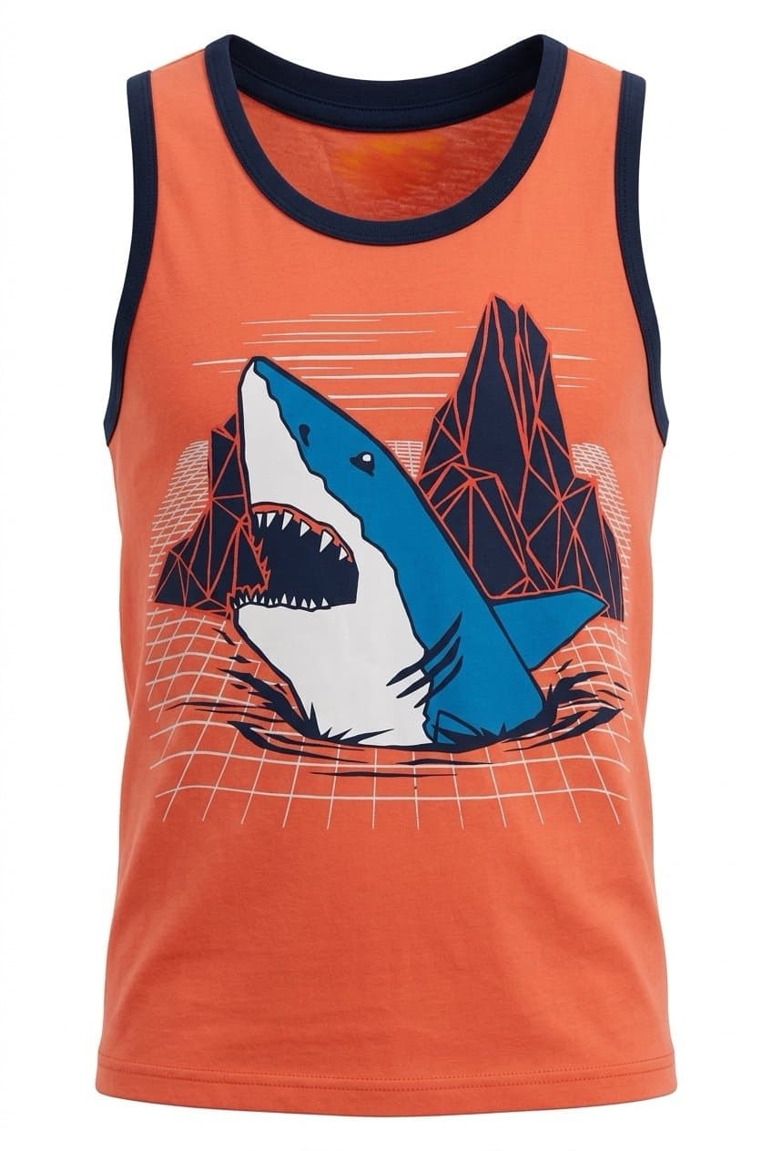 Sport XL Orange Shark Graphic Tank Top