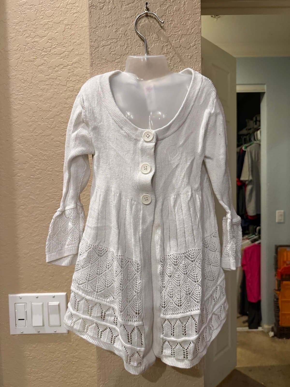 Justice White Cotton Cardigan Size 7