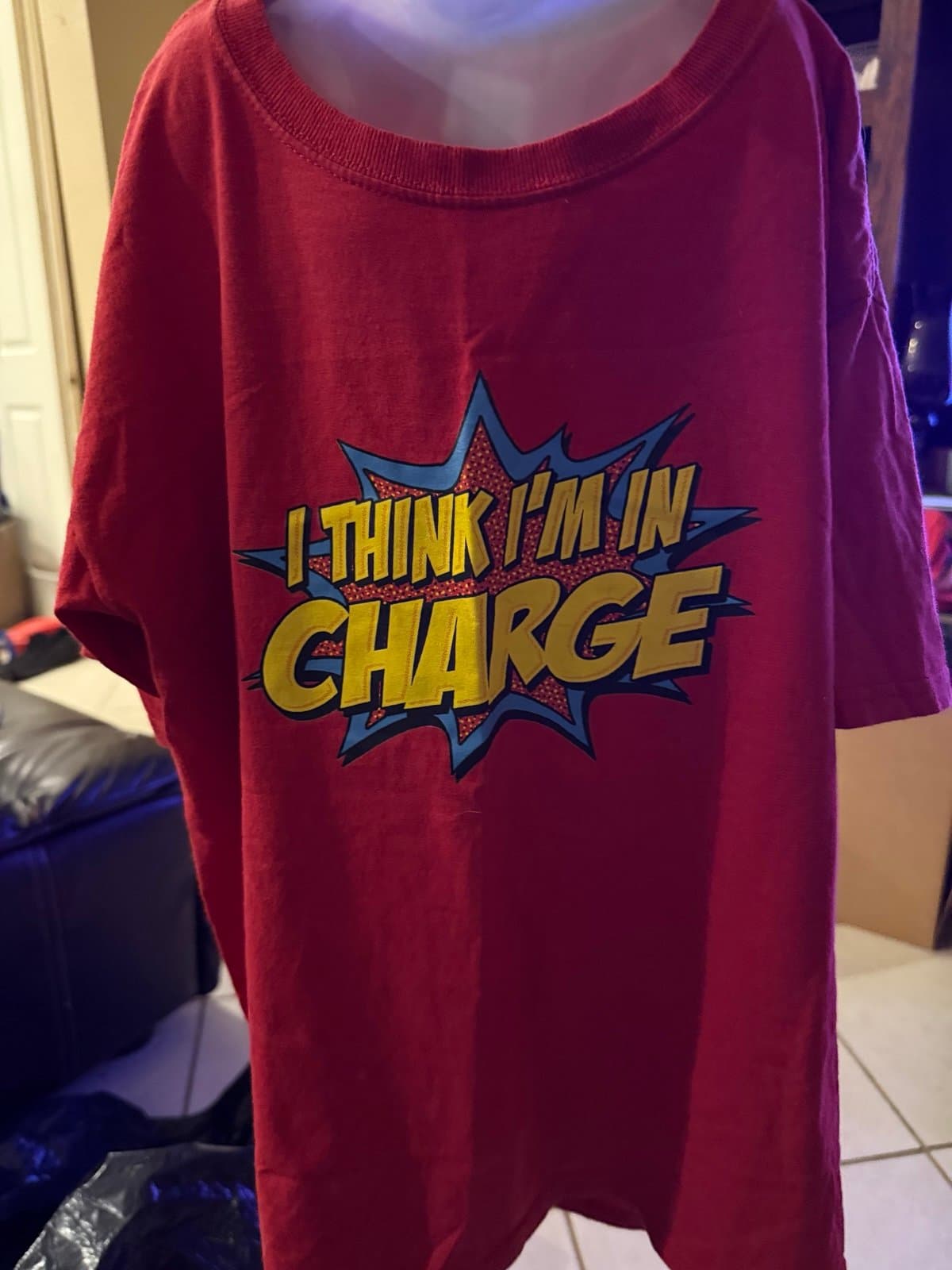 Fruit of the Loom Red 'I Think I'm In Charge' T-shirt Youth Large