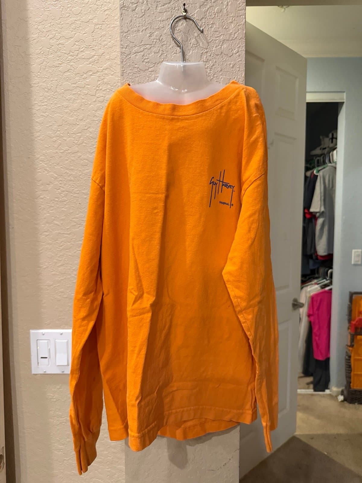 Guy Harvey Orange Long Sleeve T-Shirt Size L