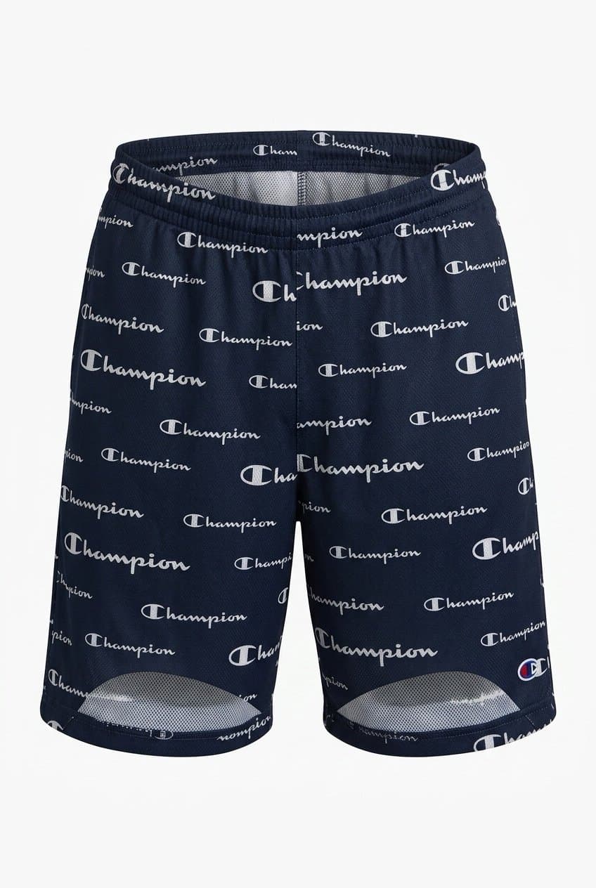 Champion Navy Blue All Over Logo Shorts Size 10/12