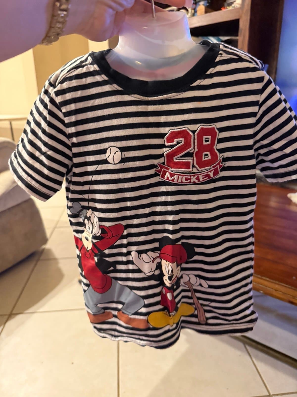 Disney Baby Mickey Mouse Baseball Striped T-shirt 3M