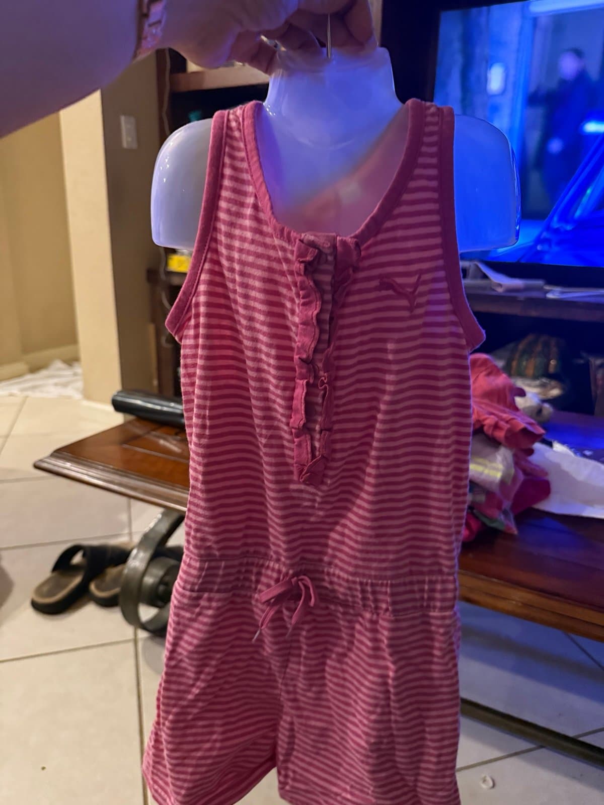 Puma pink and white striped romper 5T
