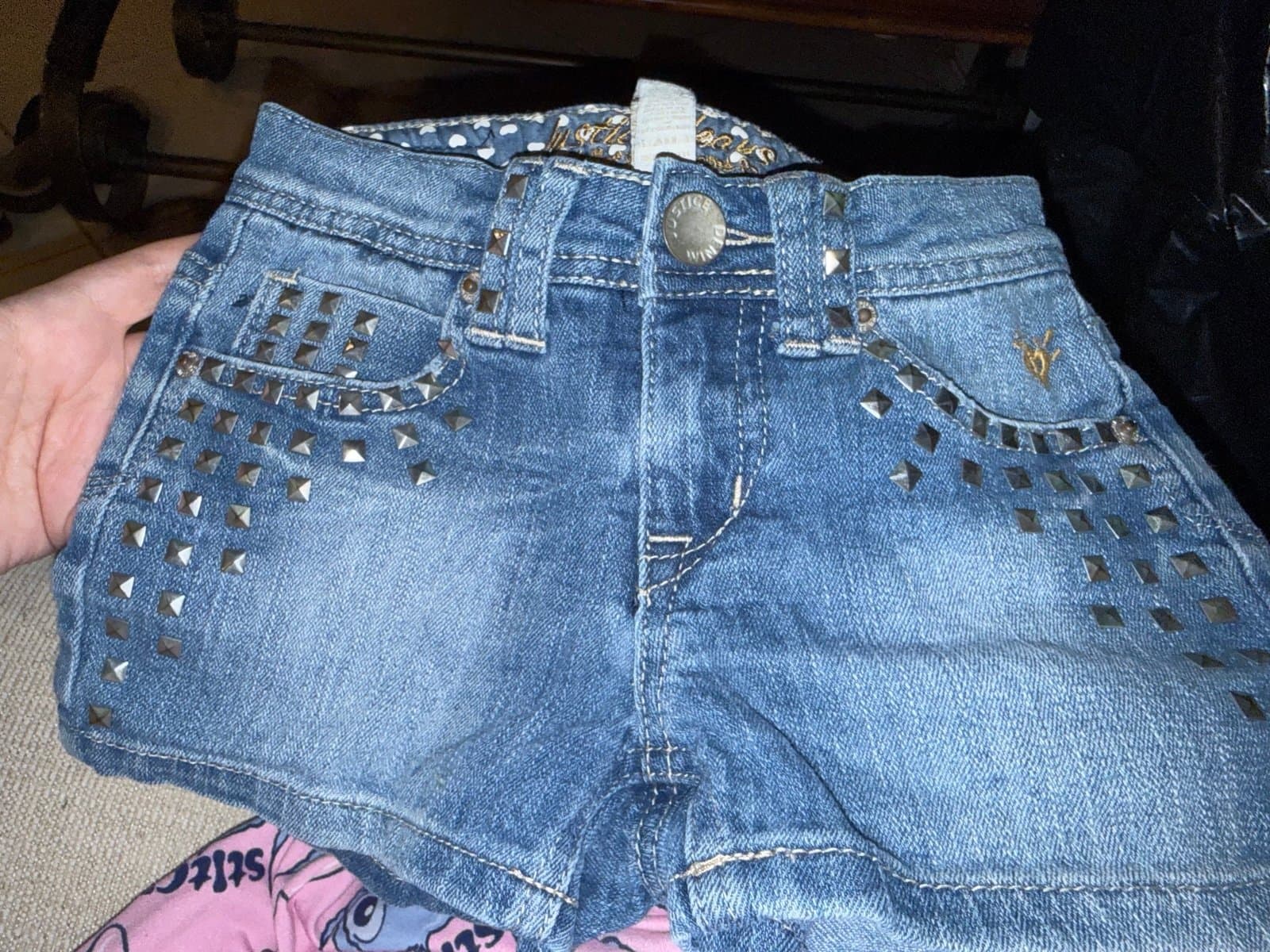 Justice Studded Denim Shorts 8S