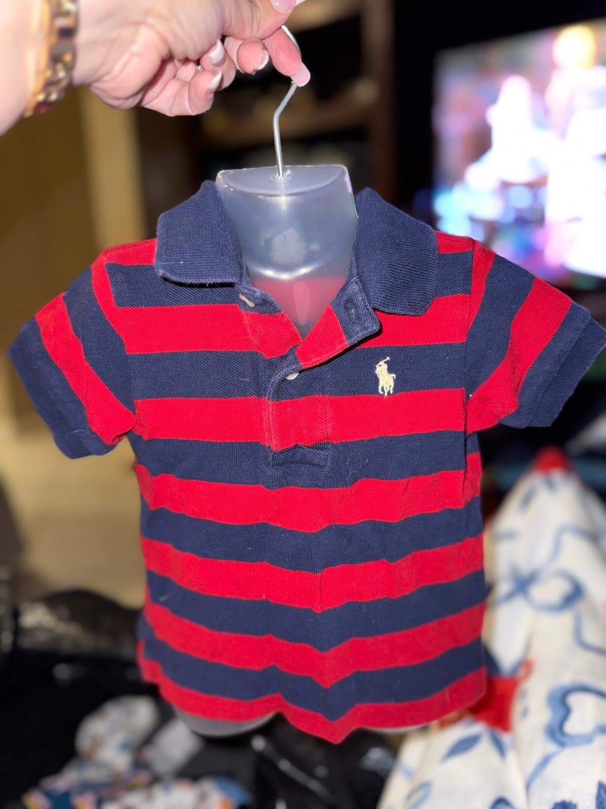 Ralph Lauren Baby Polo Shirt Red and Navy Striped