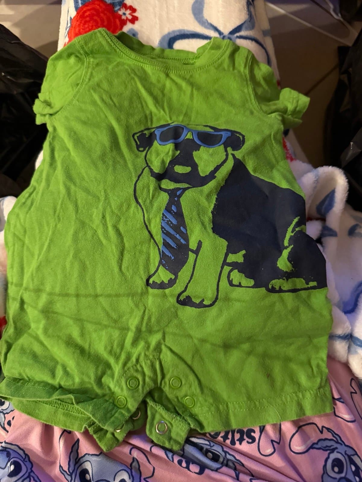Carter's Green Bulldog Romper 9 Months