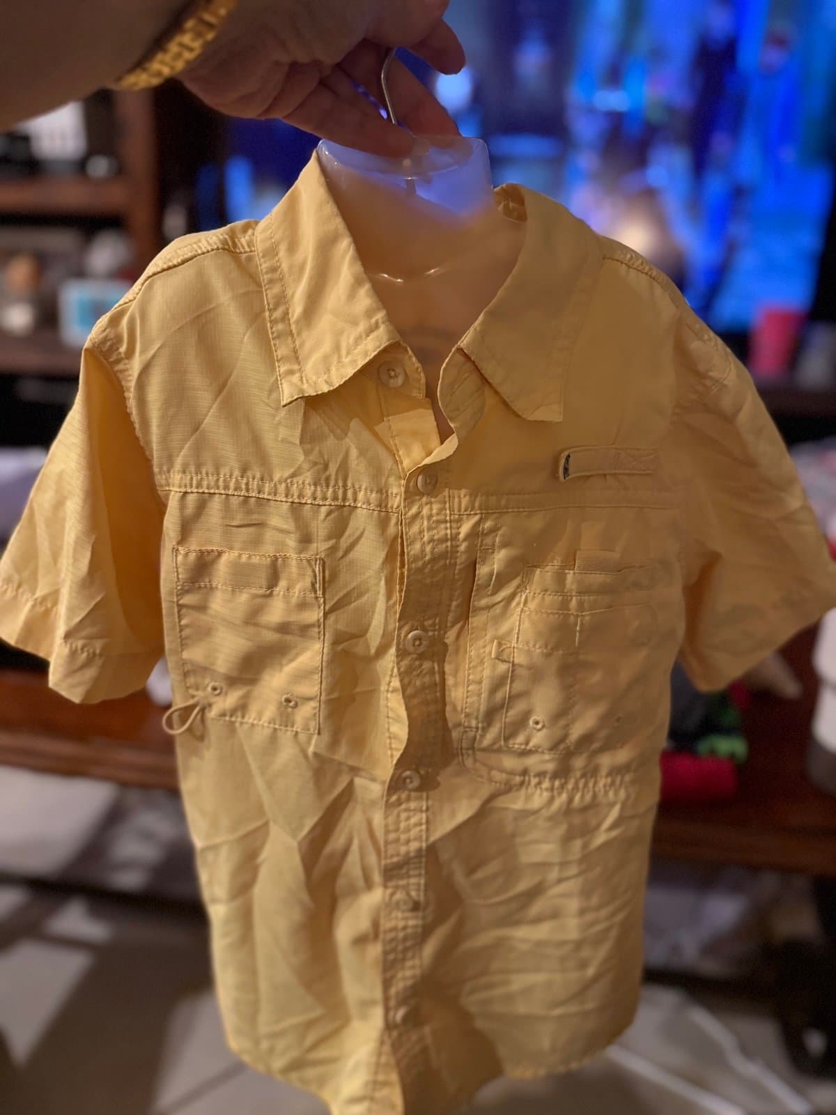 REEL LEGENDS Yellow Short Sleeve Fishing Shirt L(6)