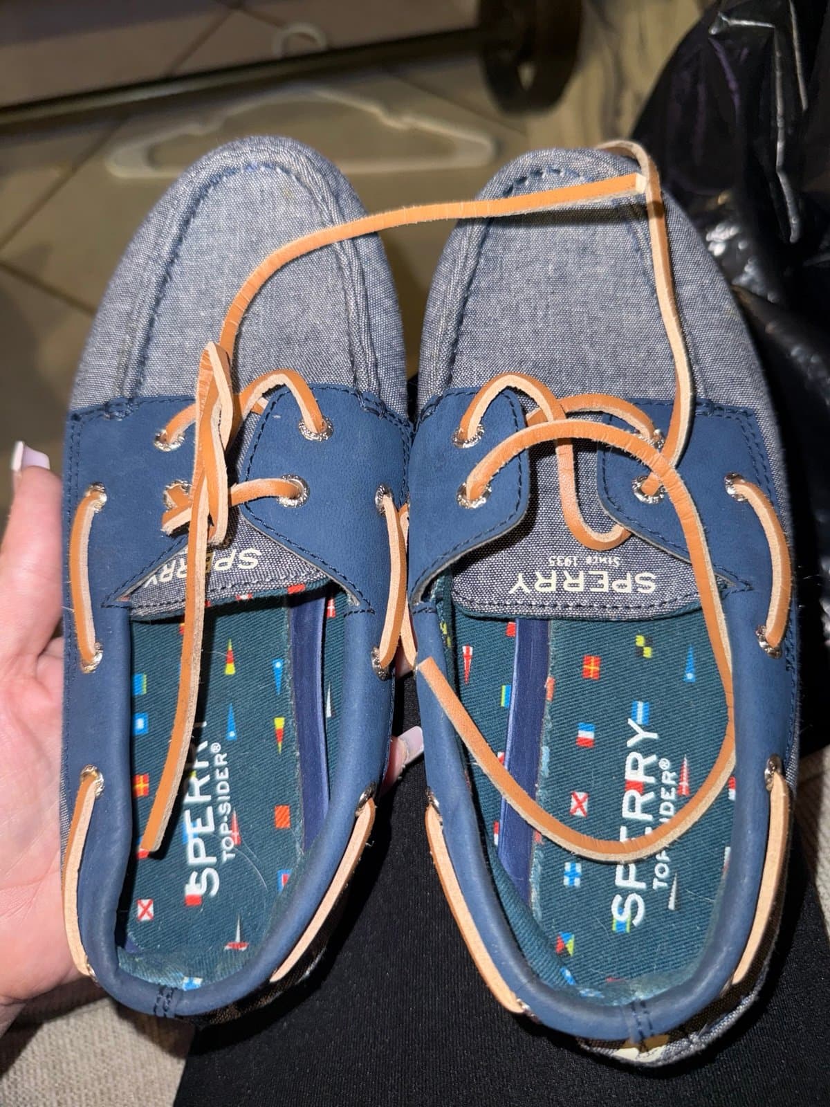 Sperry Top-Sider boys boat shoes blue grey US 2M