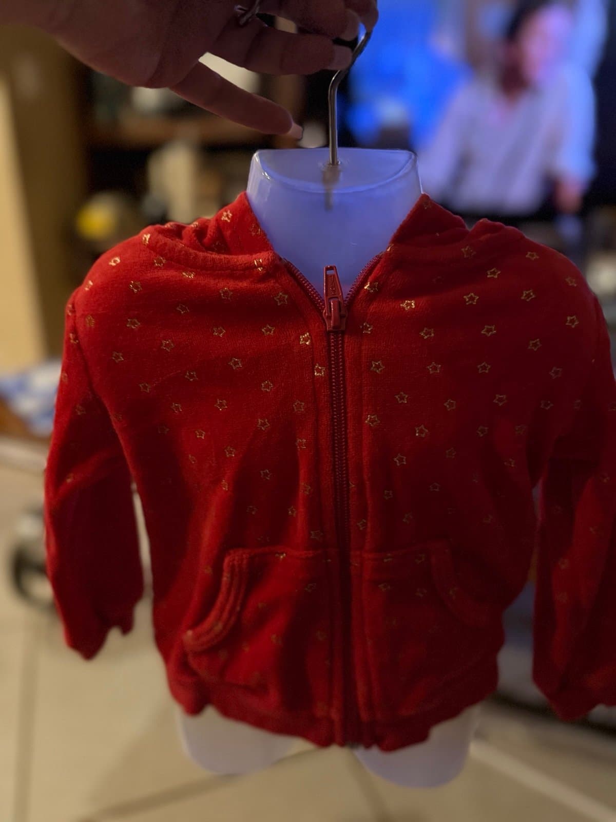 Healthtex red hooded jacket 12m with gold stars