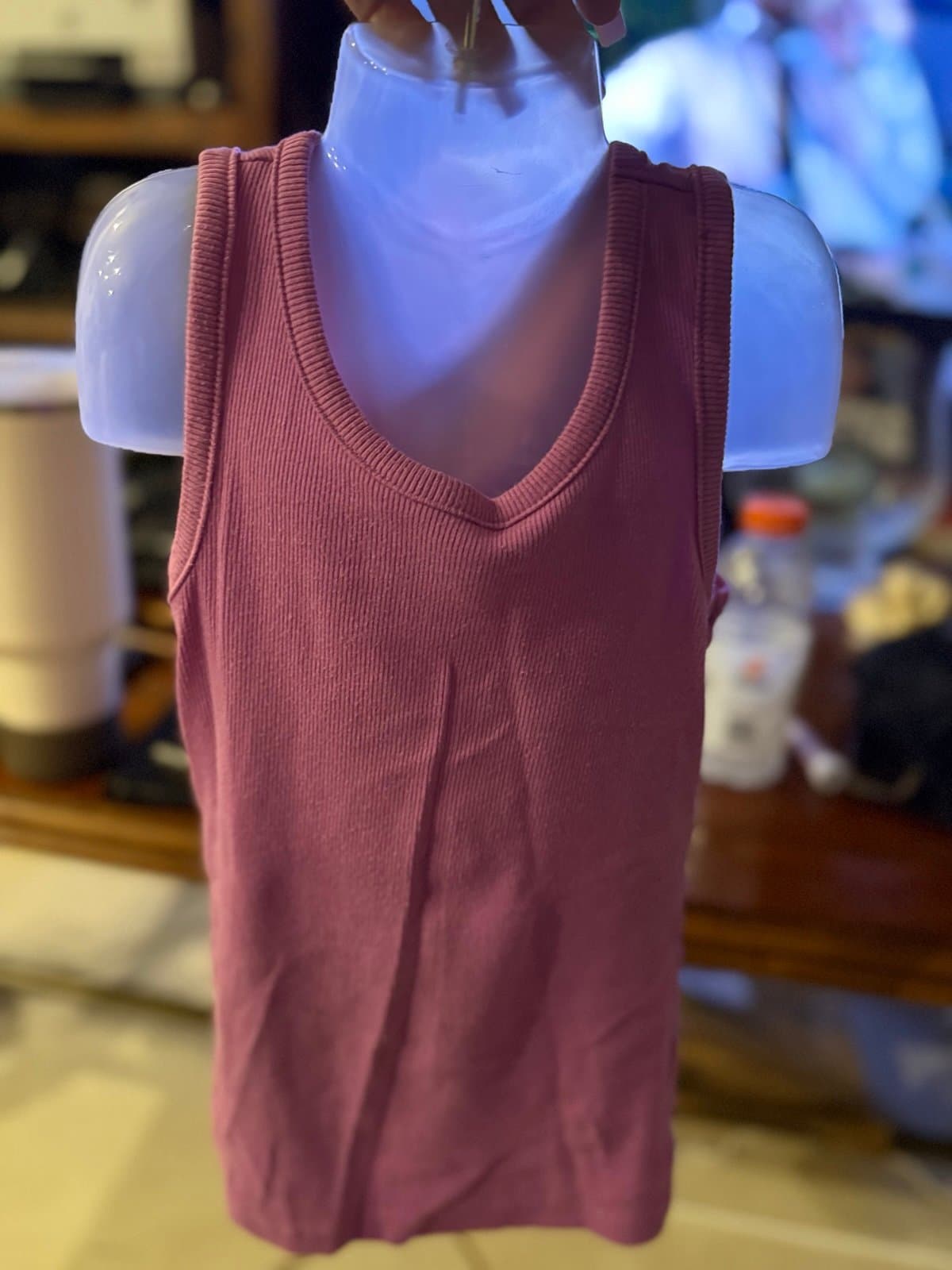 Wonder Nation Pink Ribbed V-Neck Tank Top S (6-6X)