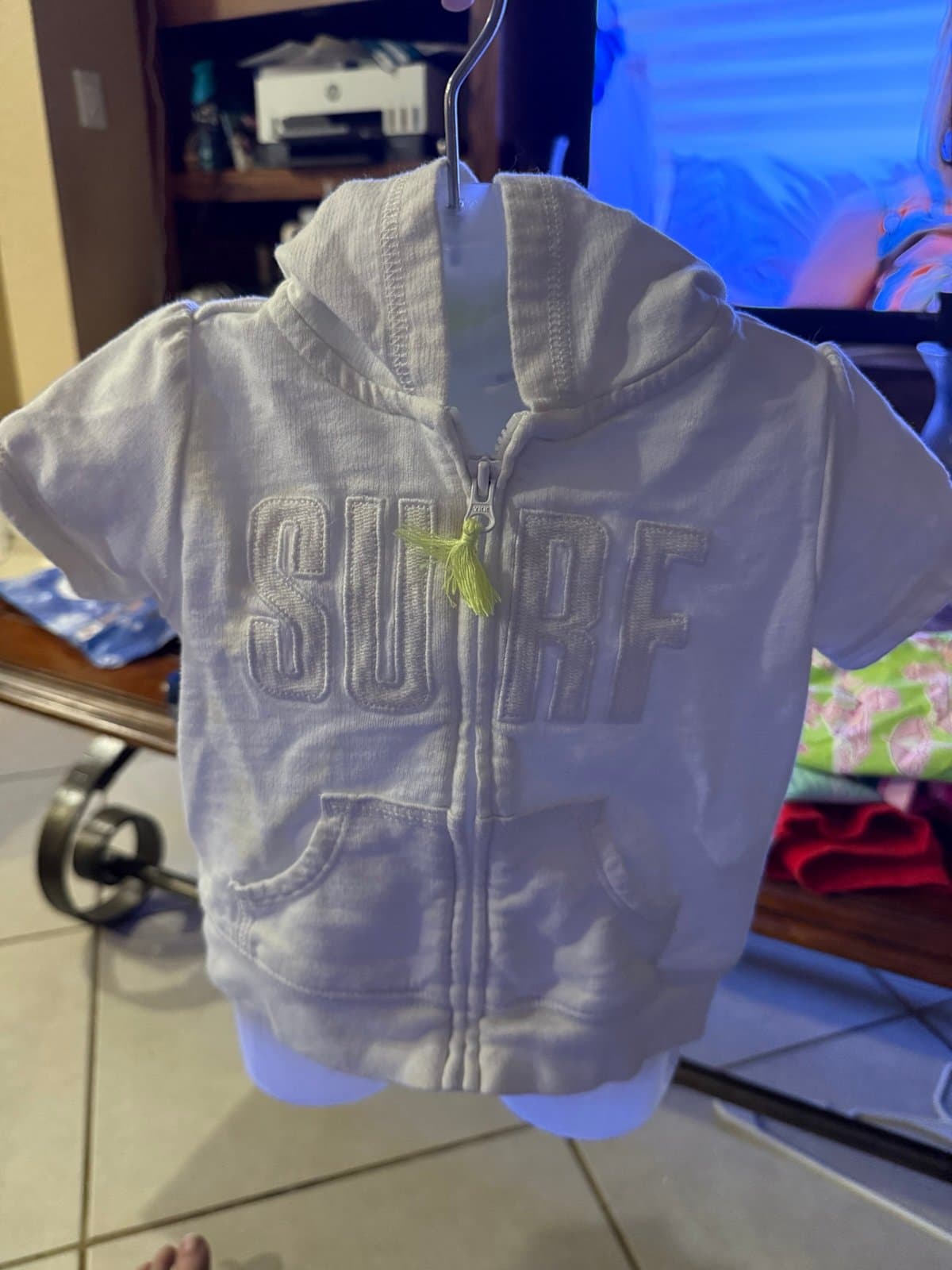 Carter's white short sleeve hooded jacket 6 months SURF