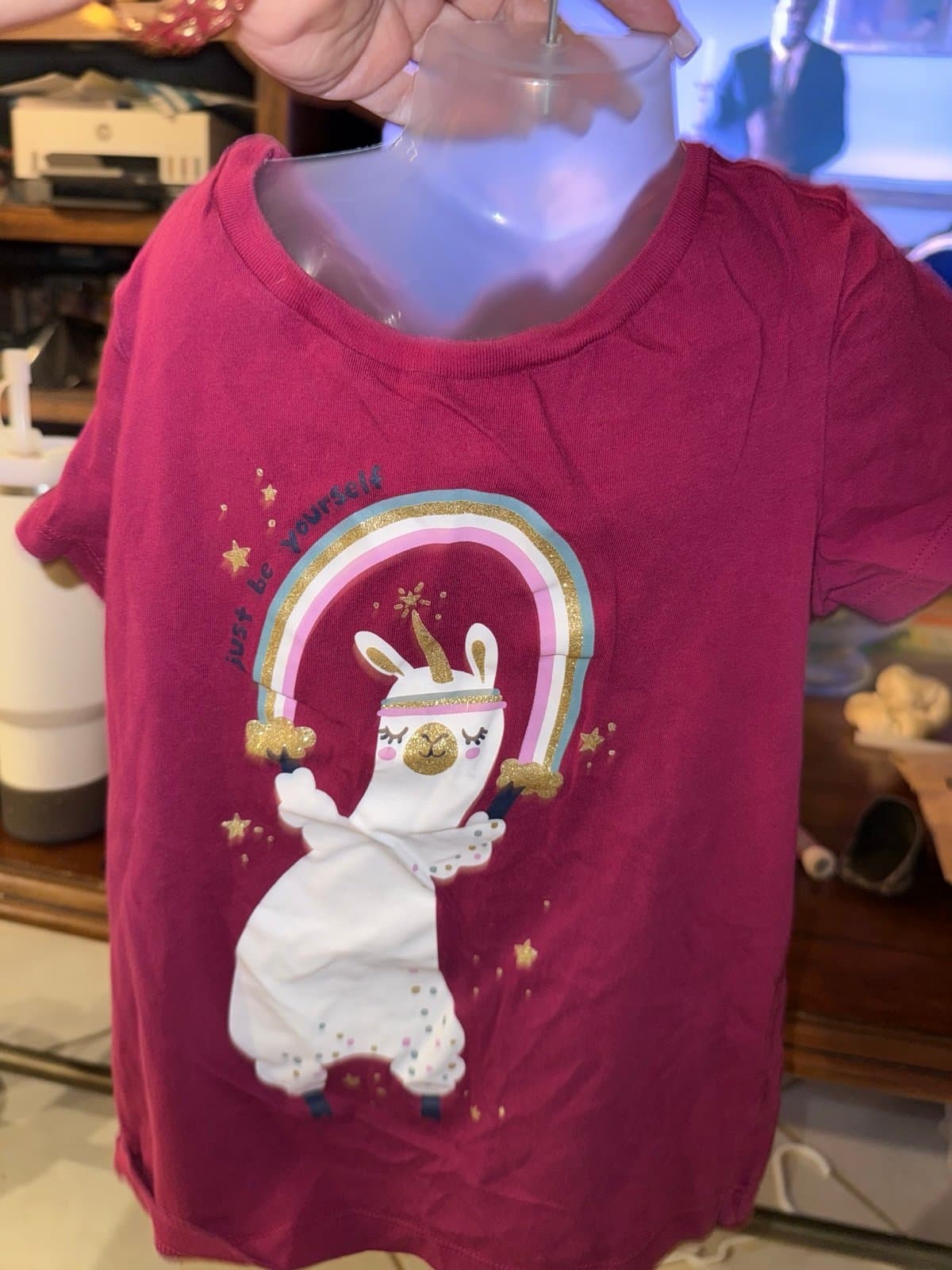 Carter's Kids Magenta Llama Unicorn Rainbow Just Be Yourself T-shirt 6/6X