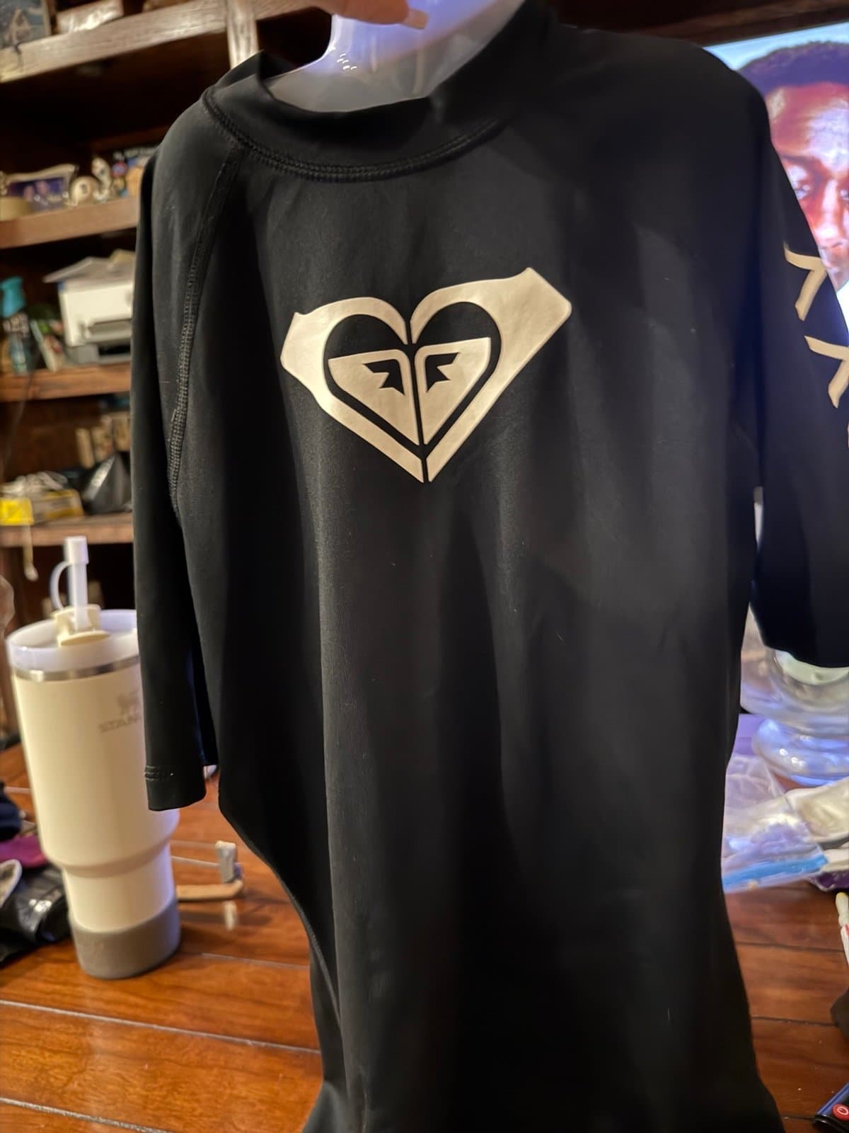 Roxy Black Small Rash Guard Swim Shirt