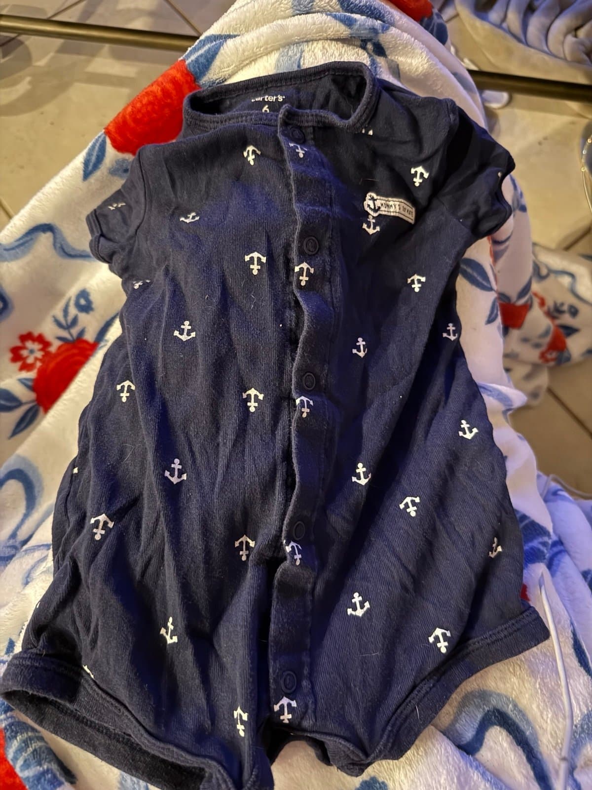 Carter's 6 Months Nautical Anchor Romper Mommy's 1st Mate