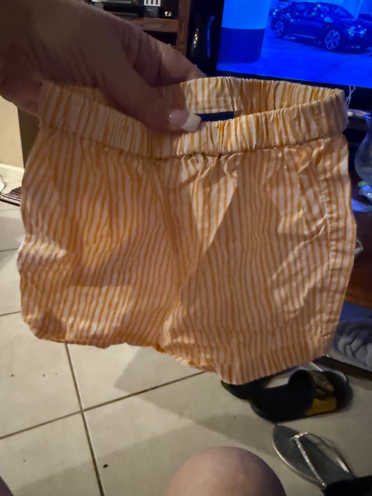 Marimekko baby shorts 9M yellow white stripe