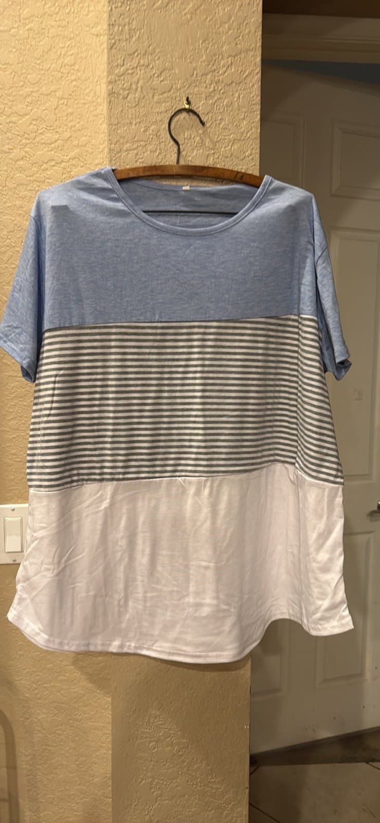 Blue Striped Color Block T-Shirt