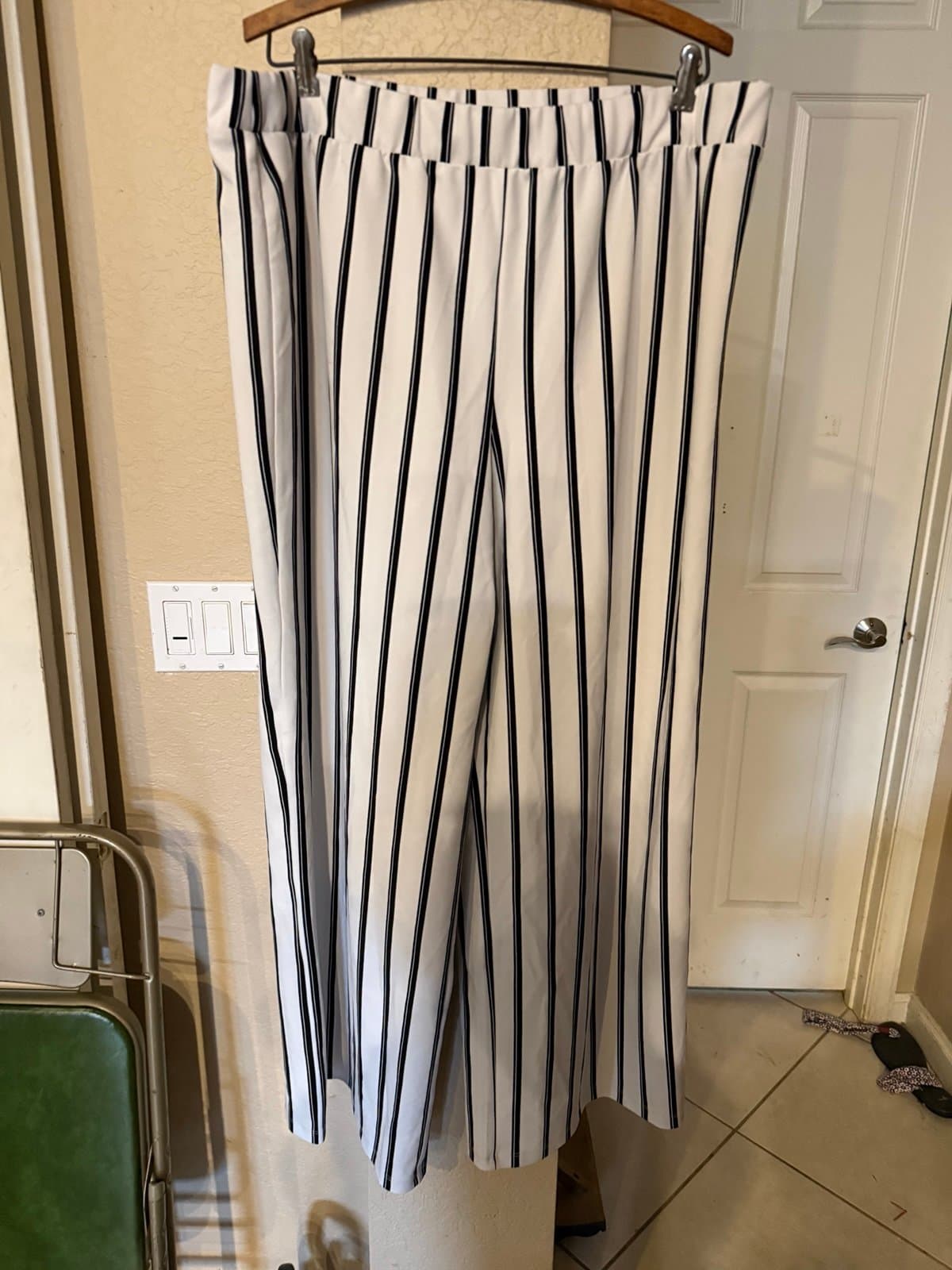 White Black Stripe Palazzo Pants