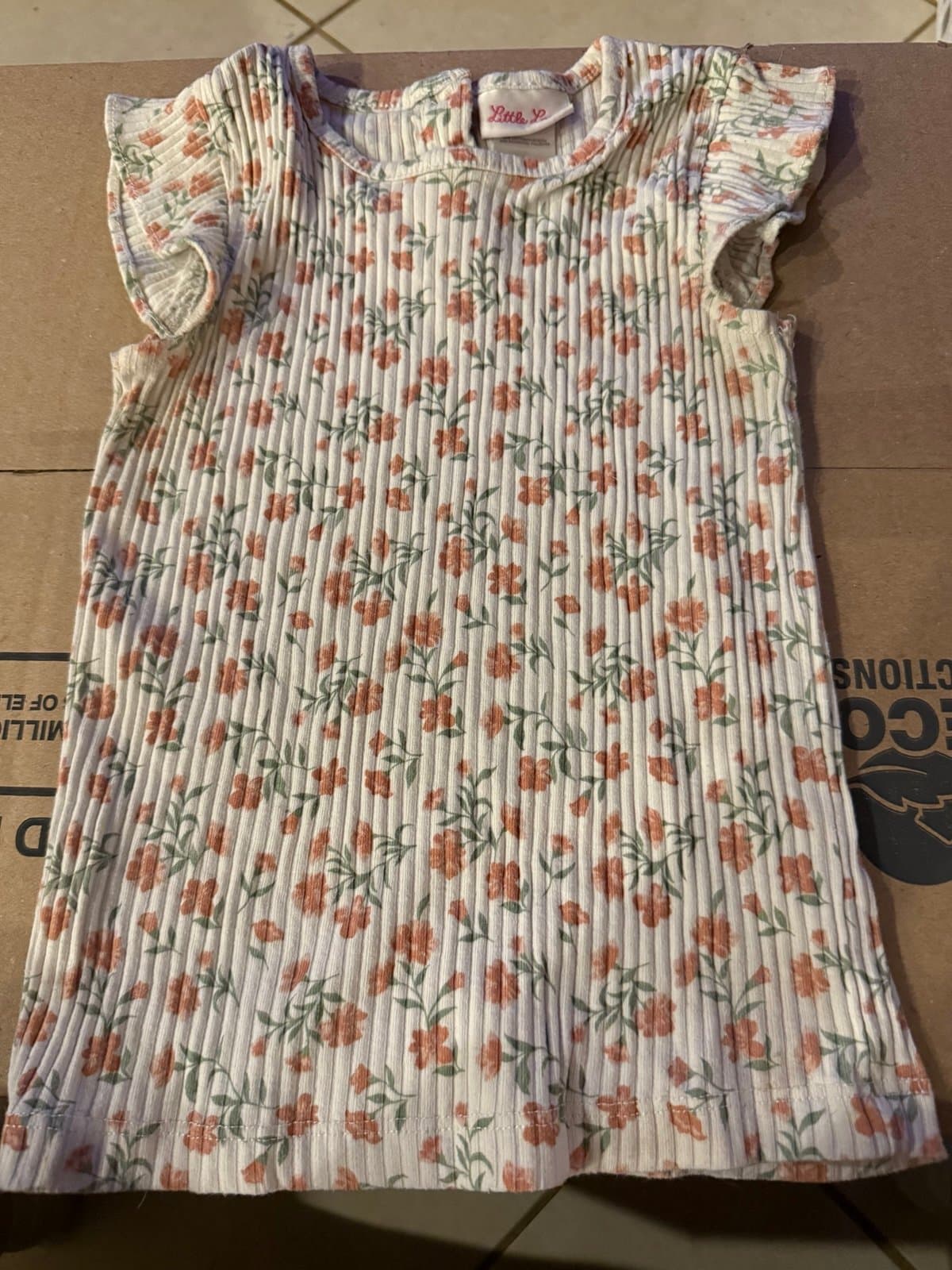 Little Lass 6X Floral Ribbed Top