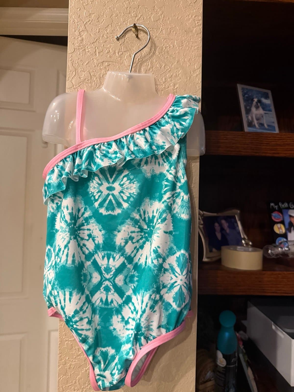 Pink Platinum Girls 6X Tie-Dye Teal Ruffle One-Piece Swimsuit