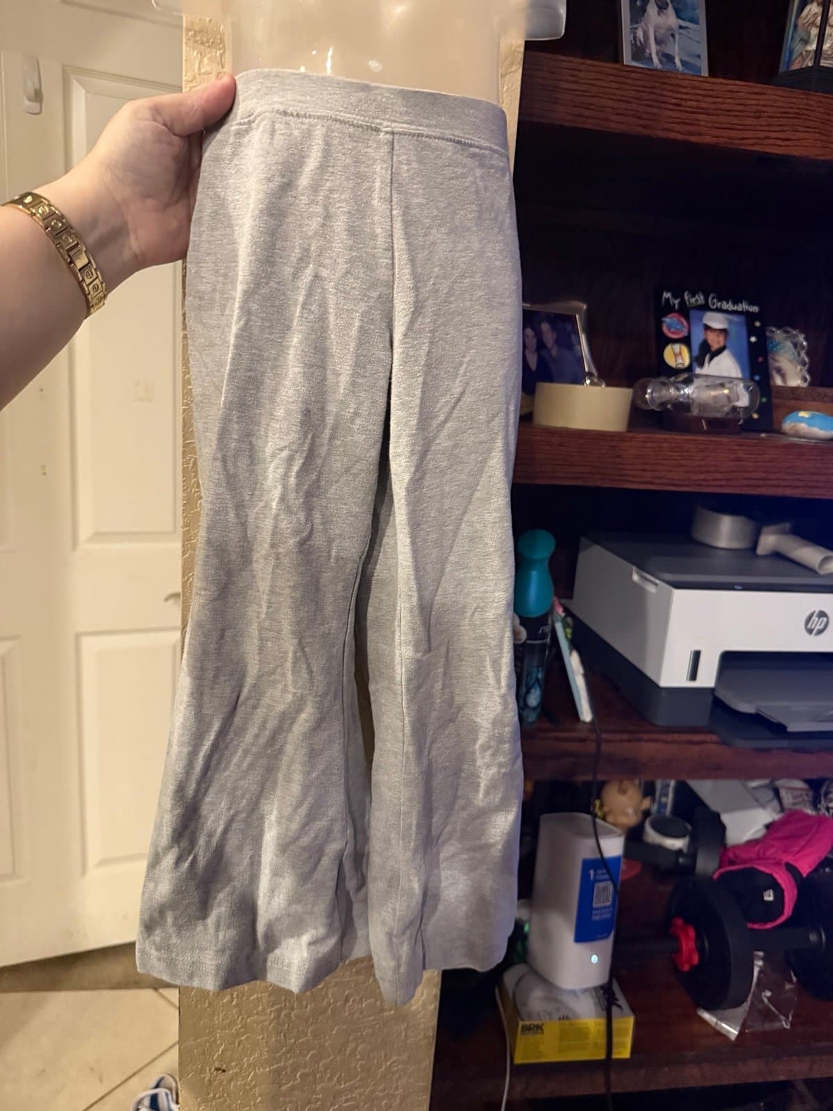 Gray lounge pants with ties
