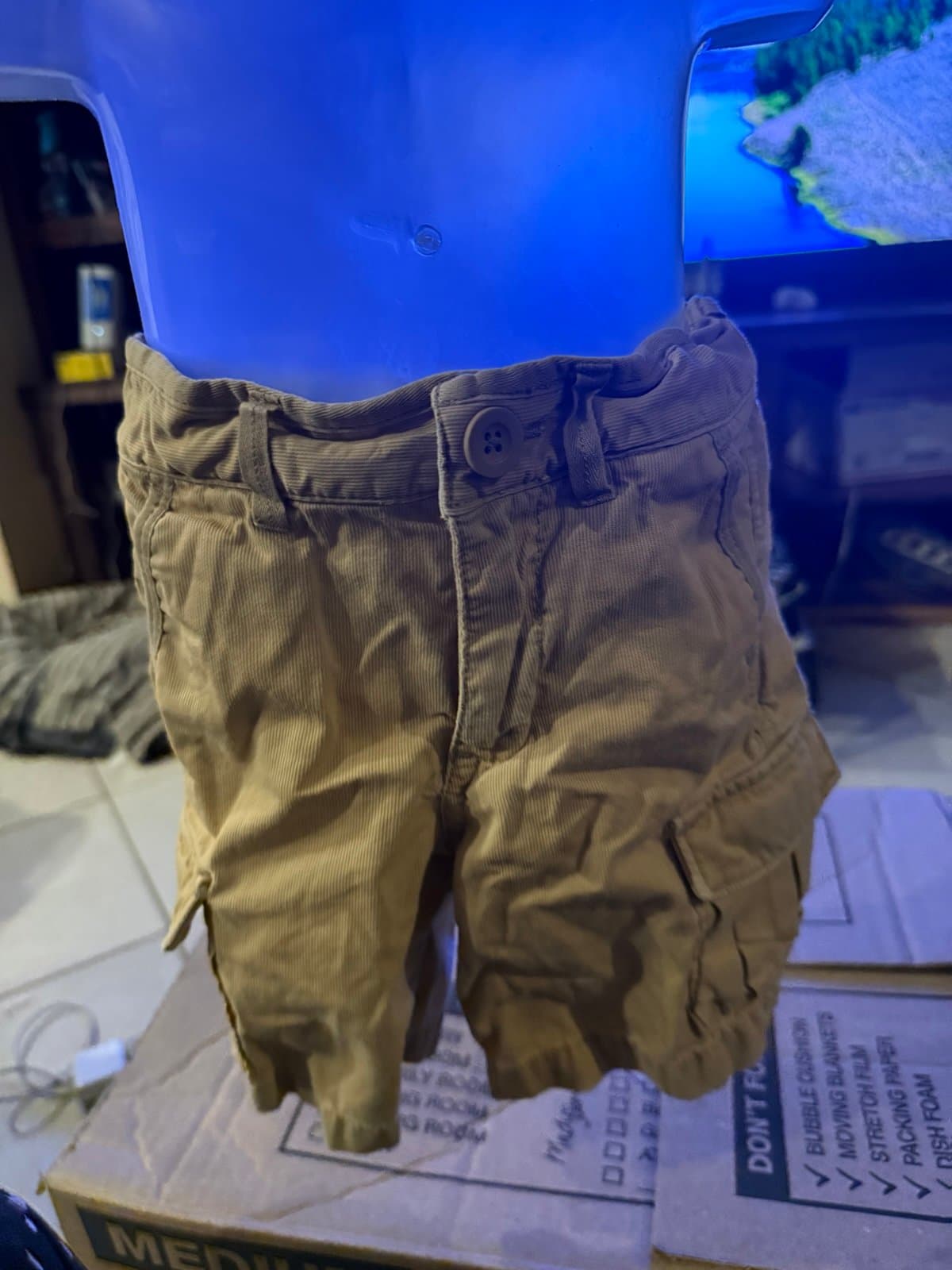 Kids Tan/Khaki Corduroy Cargo Shorts size 18/24 months