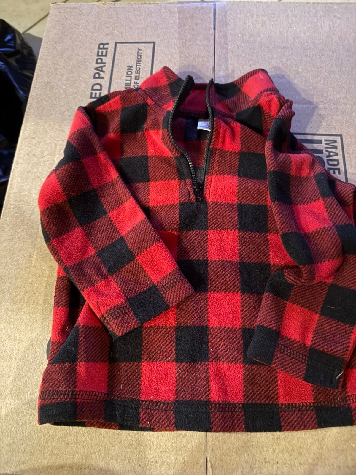 Koala Baby Red Black Buffalo Plaid Quarter Zip Fleece