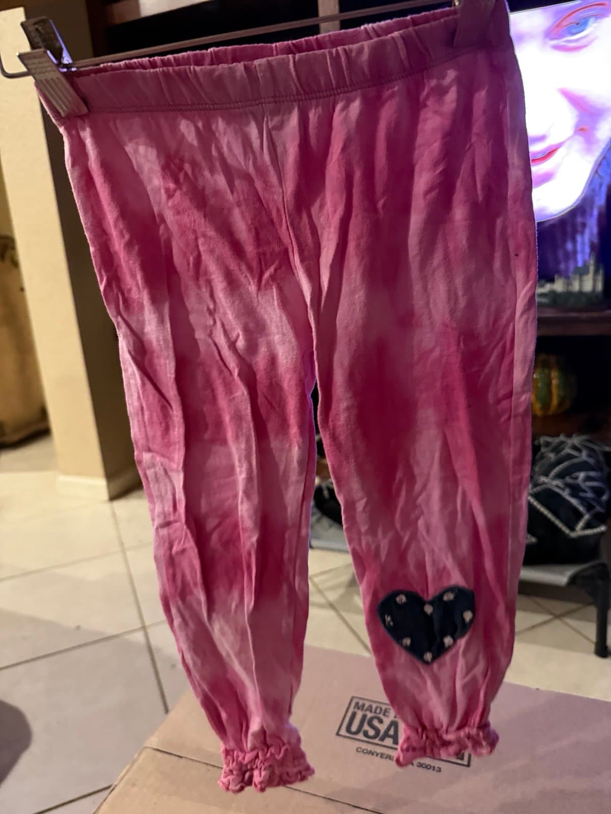 Ann Loren Pink Tie-Dye Heart Pants 4/5T