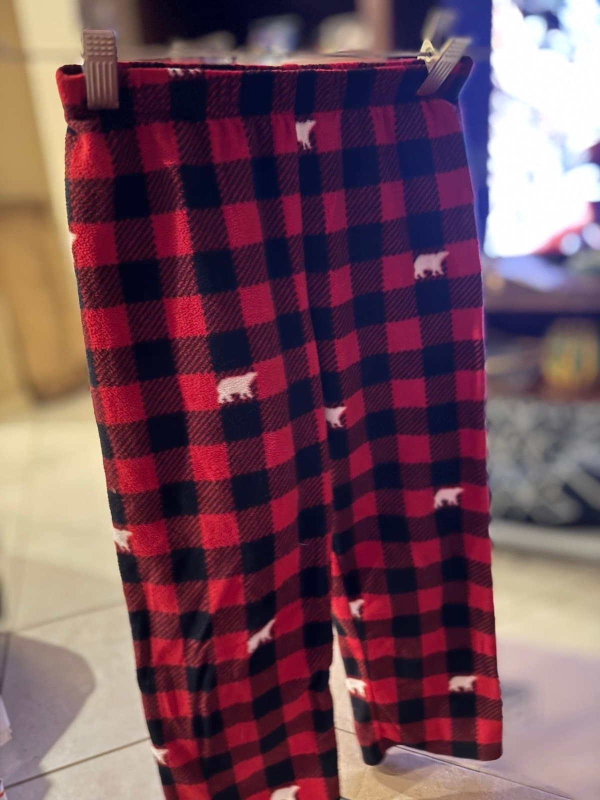 The Children's Place 5T Red Black Buffalo Plaid Polar Bear Pajama Pants